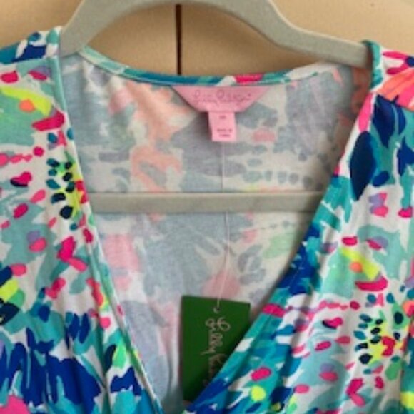 NWT Lilly Pulitzer Madilyn Romp V-neck, tie with elastic waist, flutter sleeves - Picture 2 of 9